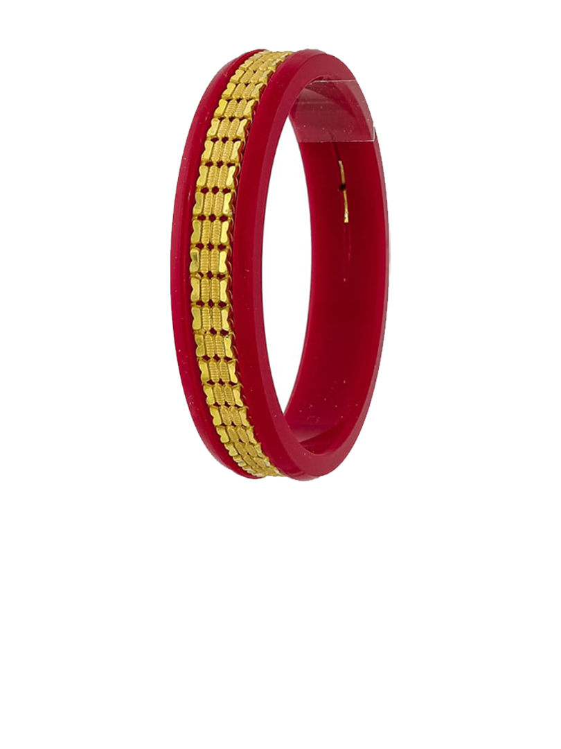 22K Heritage Block Texture Gold Sankha Bangles-SJ-05 - Image 2
