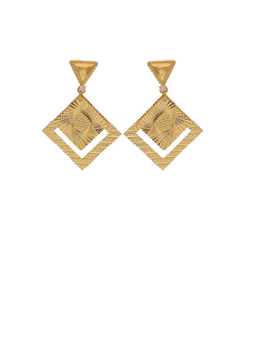 Rectangle Design Golden Charm Cascade Earrings-1060008117161AA S292 - Image 2