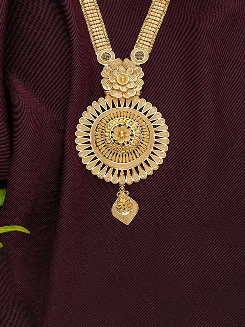 Ethinic Touch Flower Design Semi Long Necklace-1060008979608AA S264 - Image 2