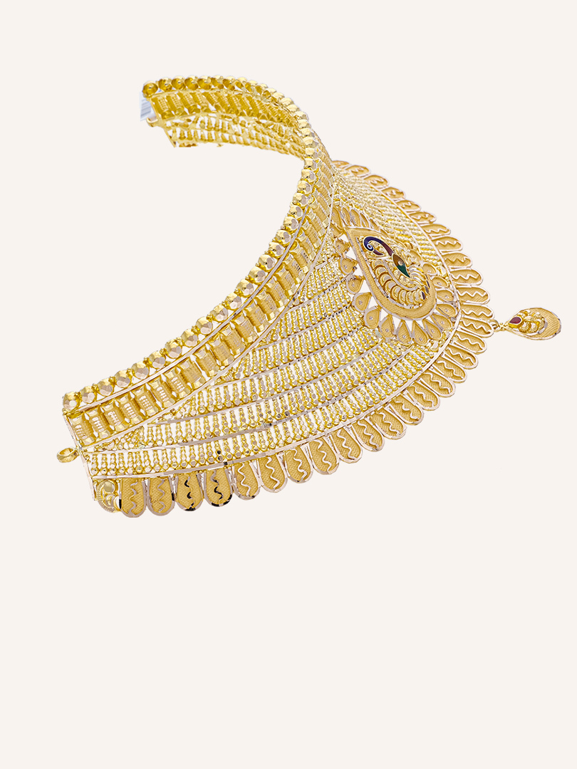 Royal Peacock Bridal Gold Choker Necklace-1060009818425AA S373 - Image 3