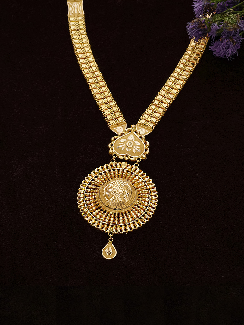Ornate Bloom long Gold Necklace-1060011016802AA S373 - Image 2