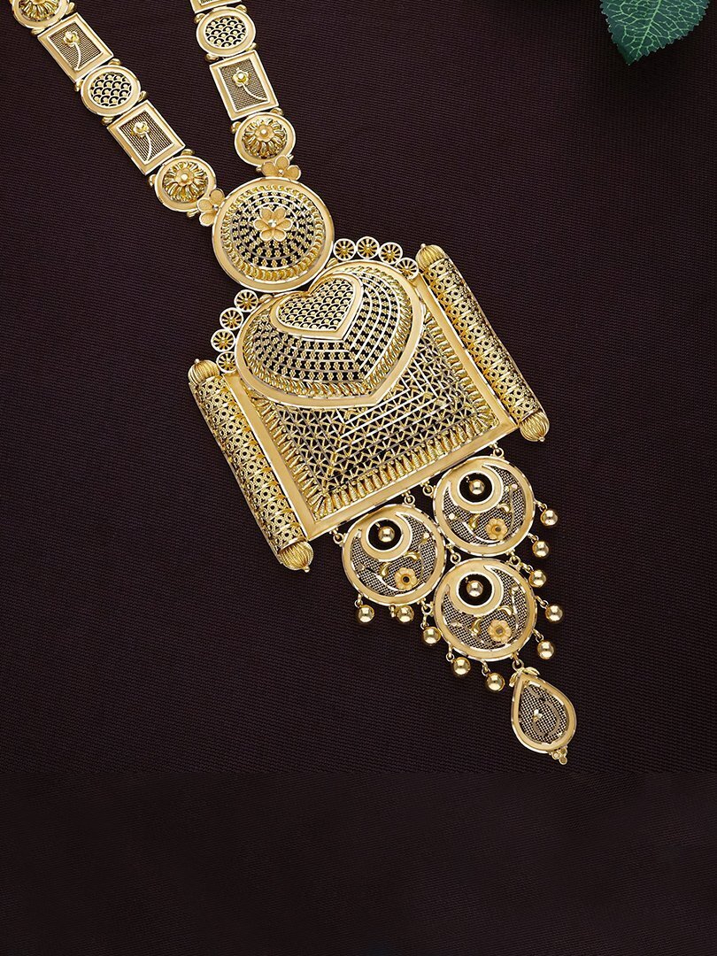 Sutram Mandala Panel Long Gold Necklace Set-1060011180596AA S252 - Image 2