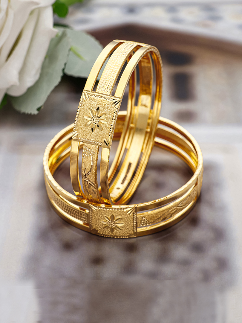 22KT Floral Engraved Shagun Collection-BNG21033 S298 - Image 2