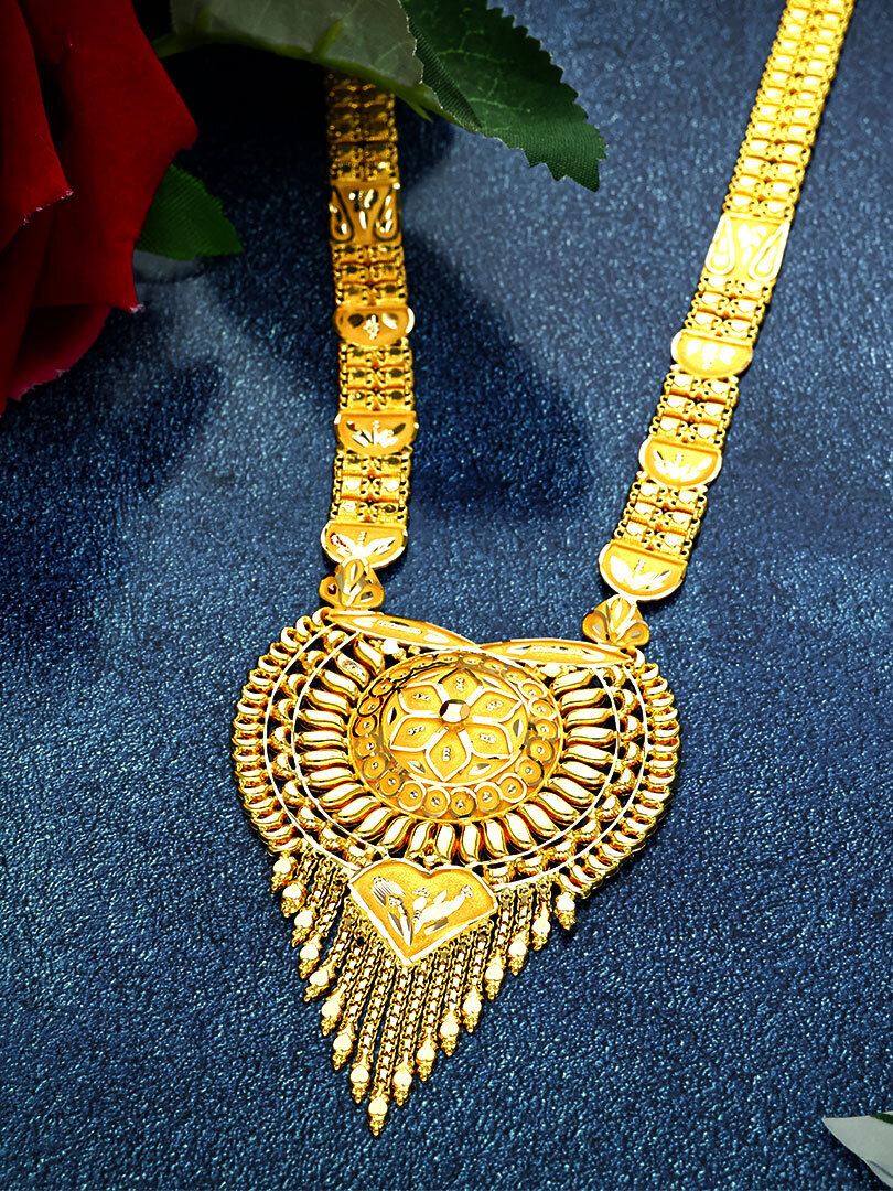 Golden Petals Long Gold Necklace-NKSS2045S373 - Image 3