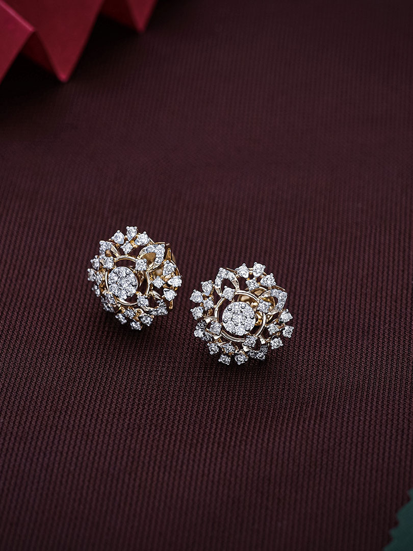 Zivah Collection Diamond Petal Stud Earrings - DERR1915S370 JD/372208KE608232 C.N:22J627102502