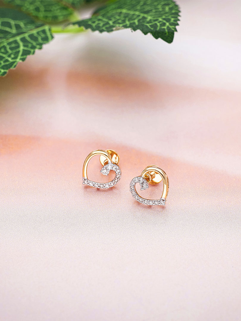 Zivah Collection Diamond Heart Stud Earrings - 1060011481914S419SPE00067 C.N:21J147932502