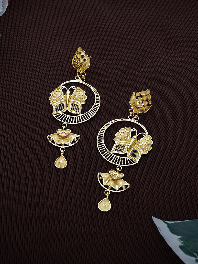 Butterfly Motif Chandbali Gold Earrings - ER9281 S263