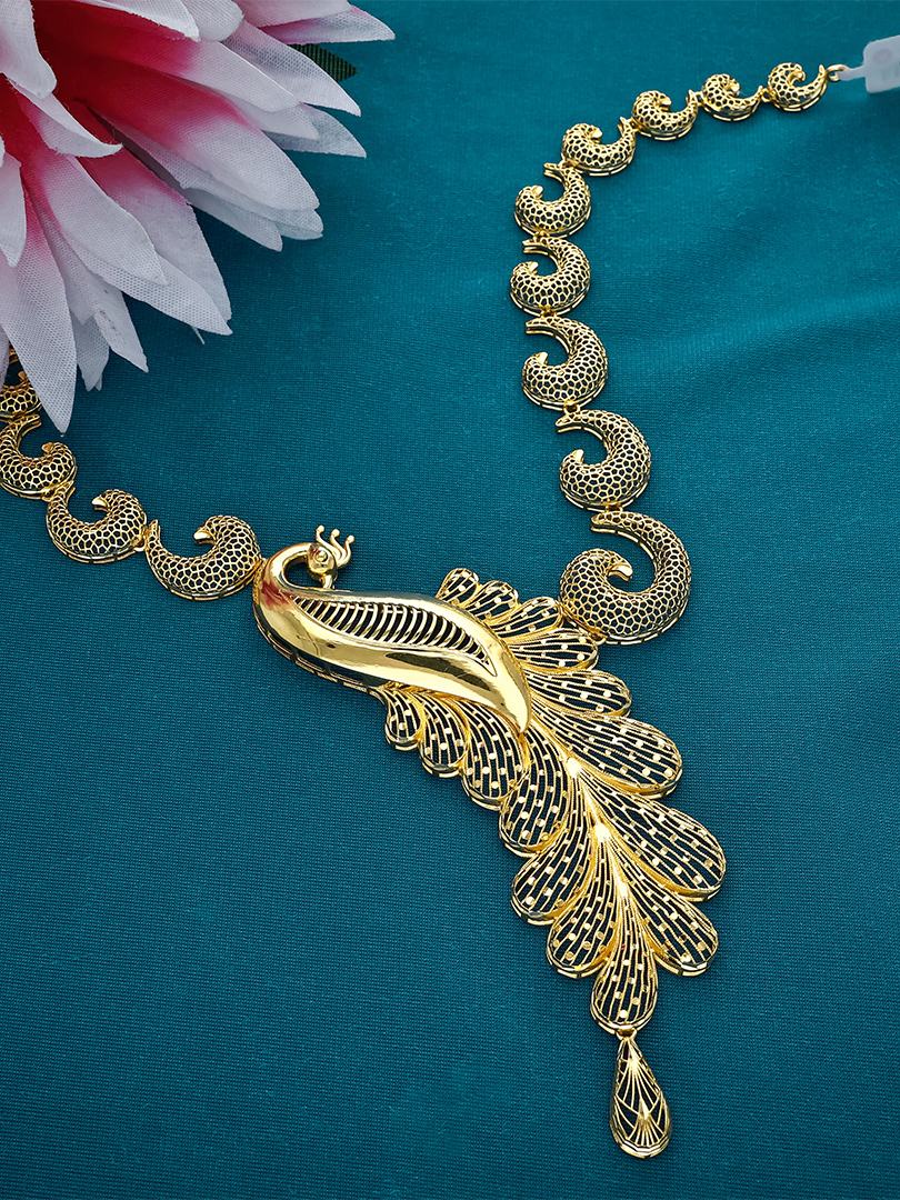 Peacock Feathers Cascade Neckset - NKSL4396 S366