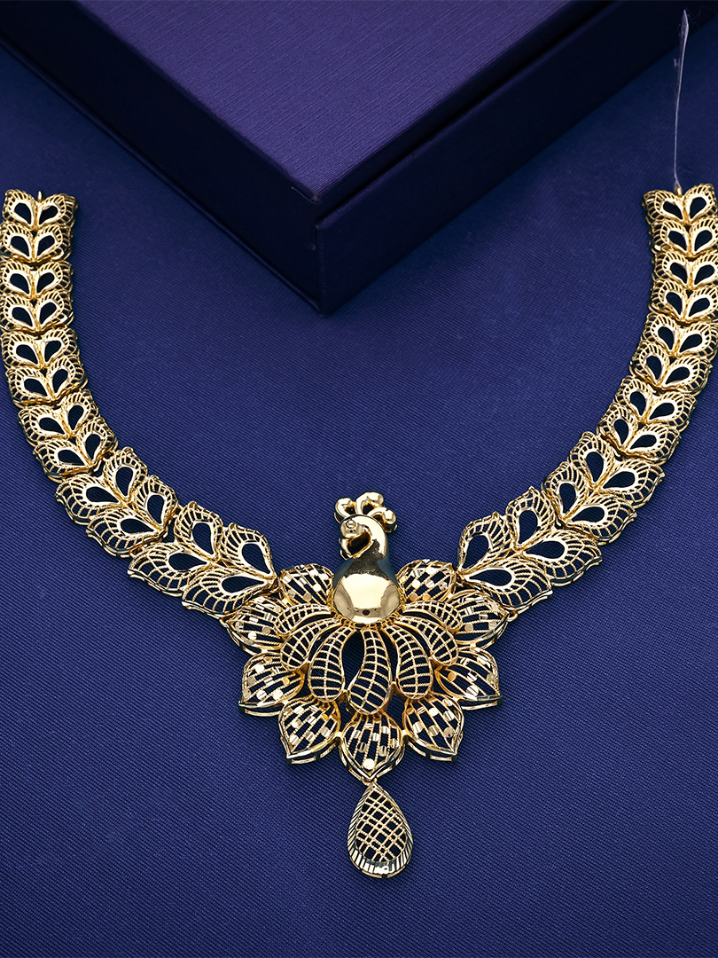 Lotus Crescent Filigree Neckset - NKSL4399 S366