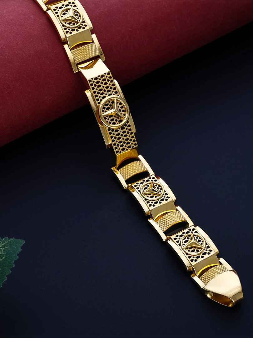 Geometric Lattice Link Gold Bracelet - BRCG1173 S362