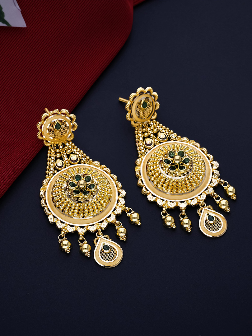 Floral Medallion Chandbali Drop Earrings - ER13195 SU3369