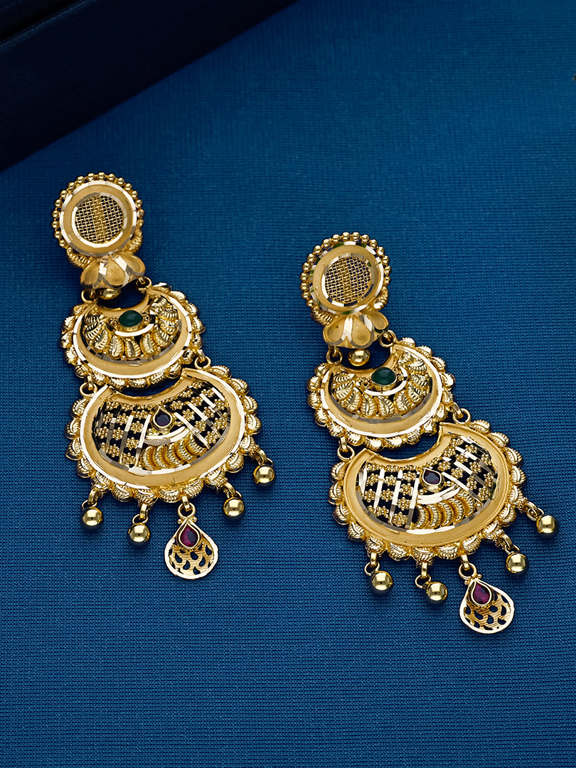 Layered Crescent Filigree Drop Earrings - ER13198 SU3369