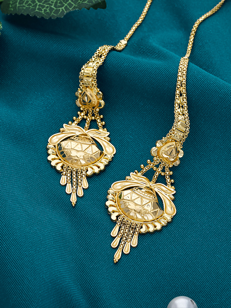 Ribbon Crescent Tassel Karnaful Earrings - KRNF0831 S423