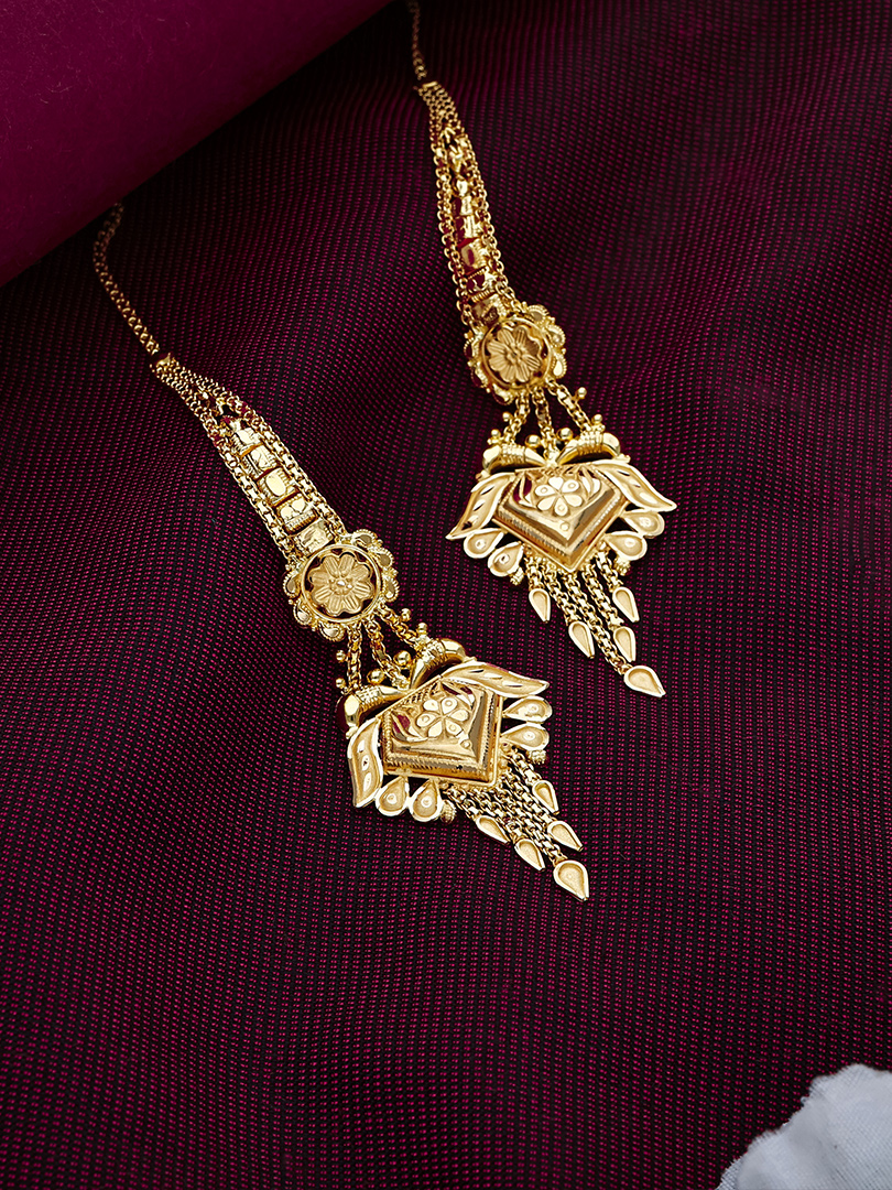 Floral Square Tassel Karnaful Earrings - KRNF0851 S423