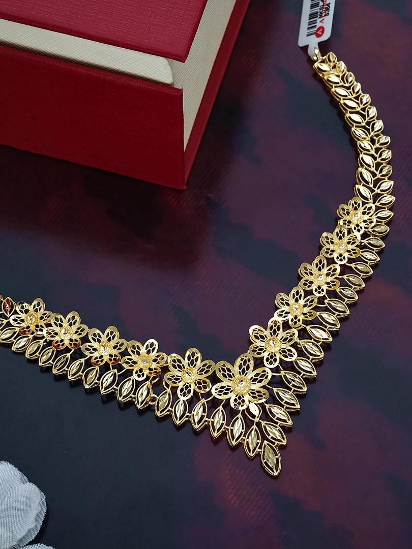 Floral Vine Filigree Gold Necklace - NKSL4512 S364