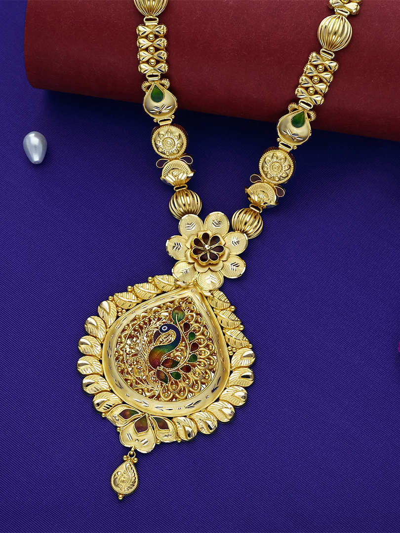 Peacock Meenakari Heritage Gold Pendant Necklace-NKSS3295 S416