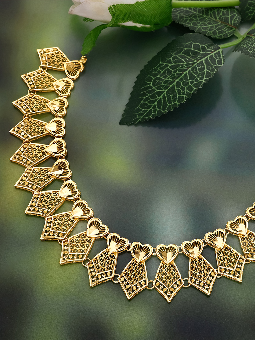 Geometric Heart Lattice Gold Necklace - NKSL4507 S364