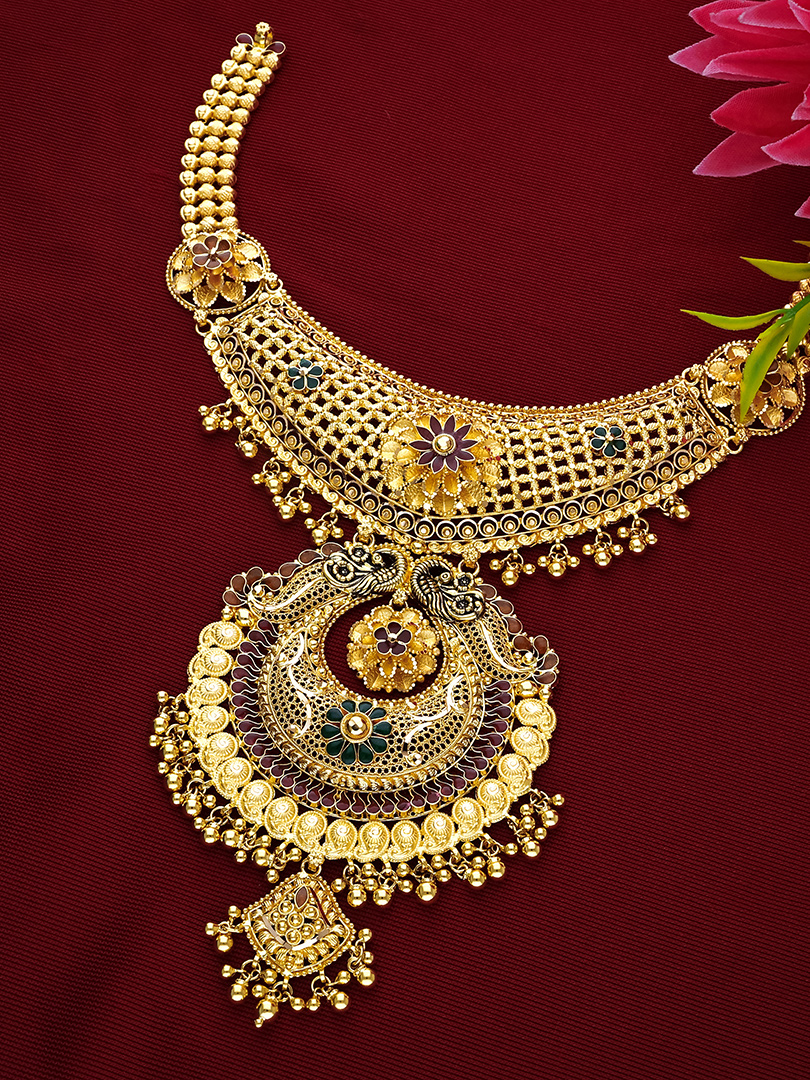 Royal Chandbali Medallion Heritage Gold Necklace - NKSL4843 SU2E97