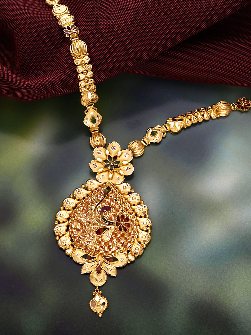 Paisley Meenakari Heritage Gold Pendant Necklace-NKSS3300 S416