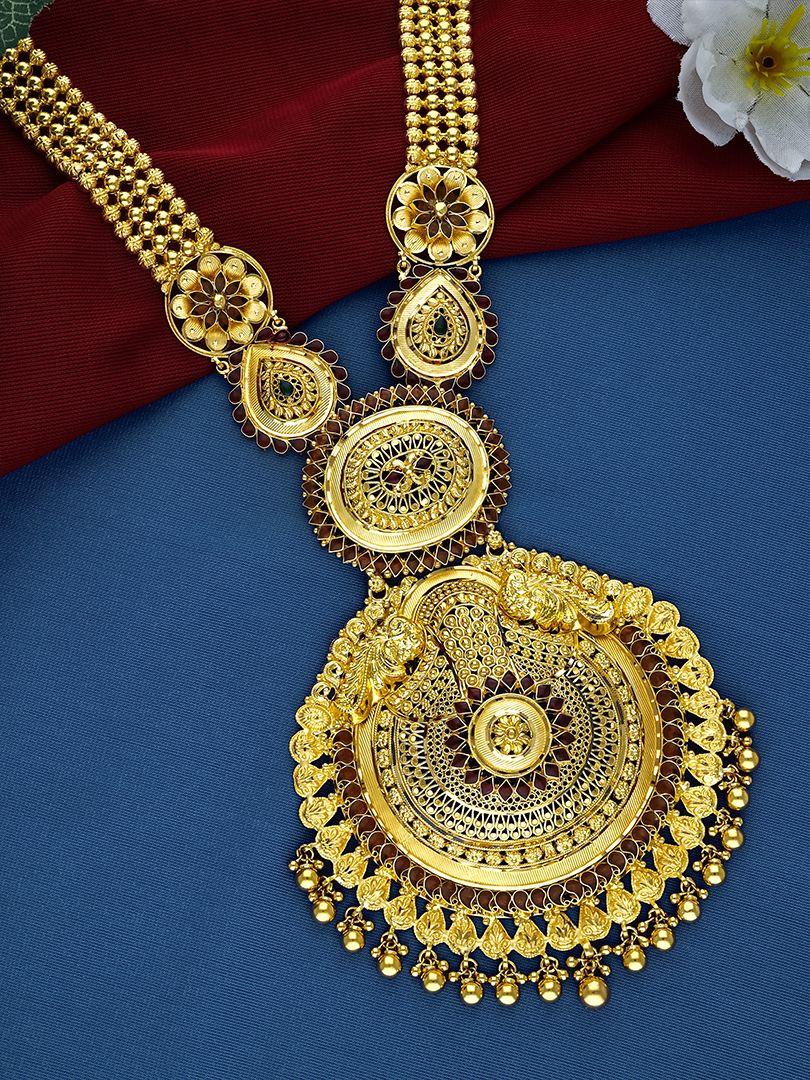 Regal Peacock Medallion Bridal Gold Necklace - NKSS3515 SU2E97
