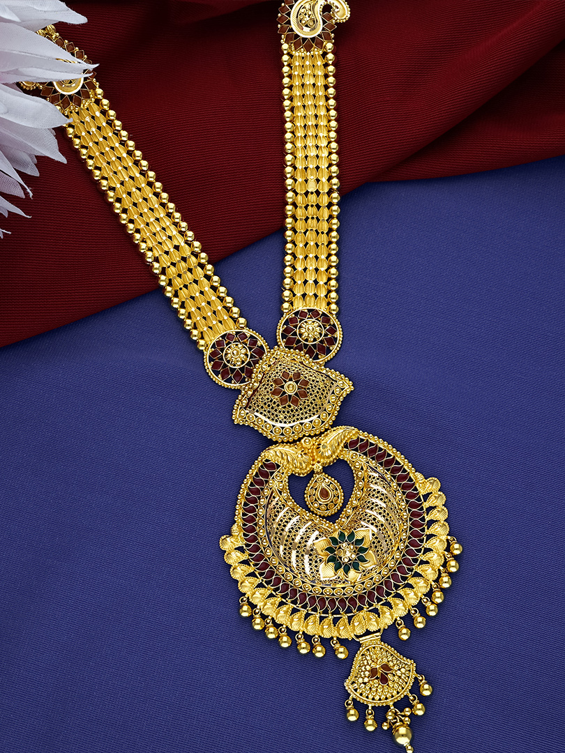 Peacock Halo Chandbali Bridal Gold Necklace - NKSS3516 SU2E97