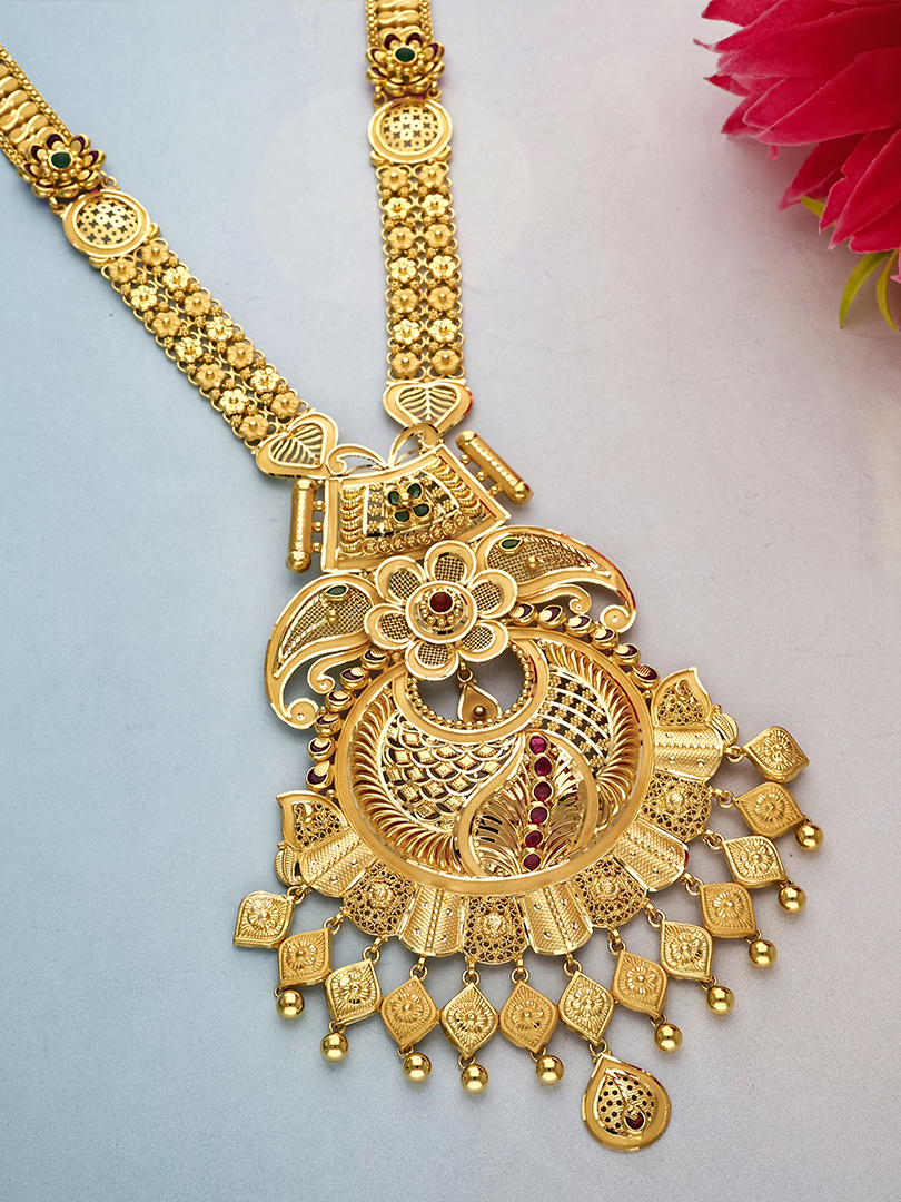 Peacock Crest Heirloom Bridal Gold Necklace - NKSS3912 SU3369