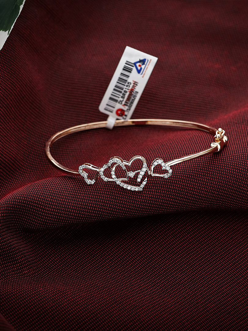 Diamond Linked Hearts Gold Bracelet for Women - DLBR0155 S149 BR00092917131