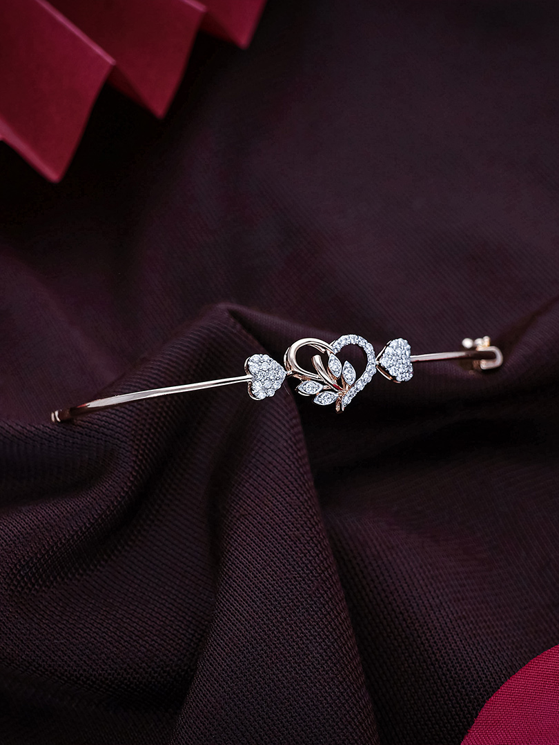 Leaf Motif Diamond Gold Bracelet for Women - DLBR0152 S149 BR000144917135